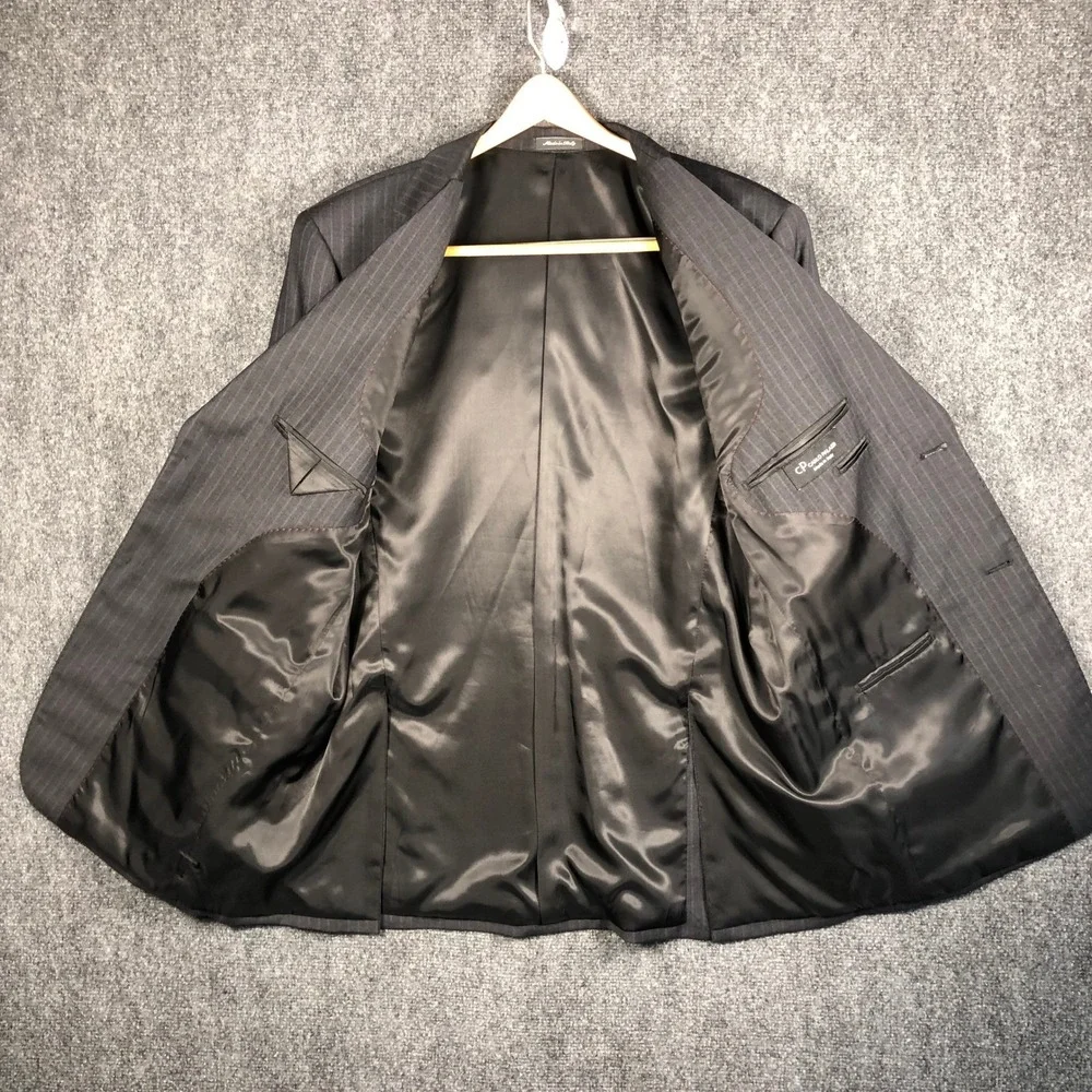 CARLO PALAZZI Mens Charcoal Pinstripe Wool Blazer 2 Piece Suit Made in Italy 40R